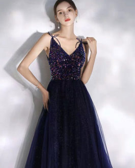 Prom V Neck A Line Sleeveless Straps Floor Length Butterfly Party Dresses