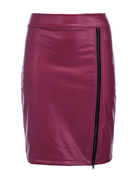 Sexy Bodyocn Zipper Lace Leather Like Mini Skirt - Power Day Sale