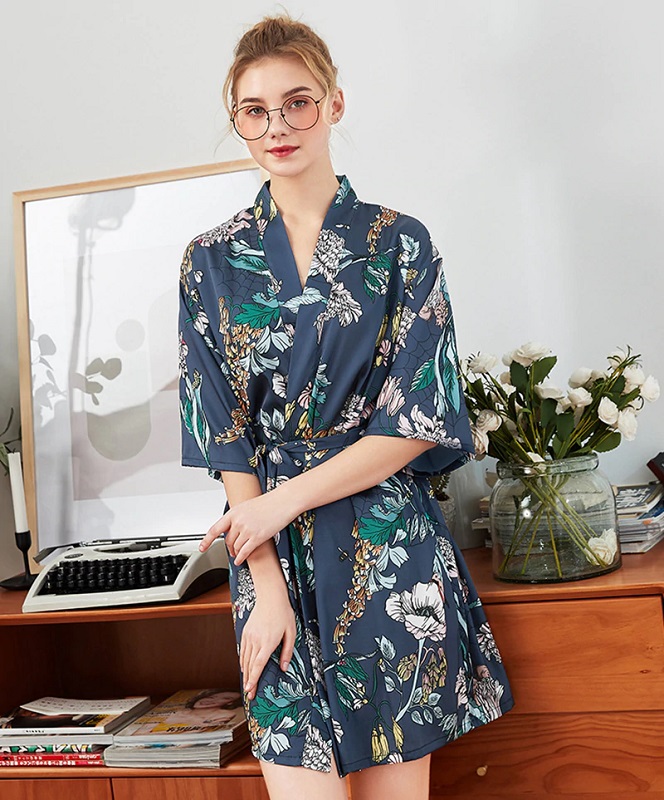 Sexy Floral Silk Satin Printed Nightgown - Power Day Sale
