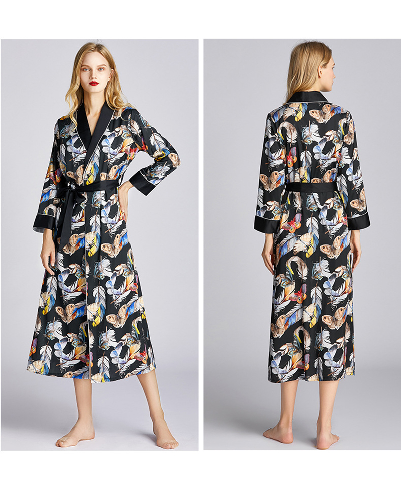 Faux Silk Satin Nightgown Long-sleeved Dressing Gown - Power Day Sale