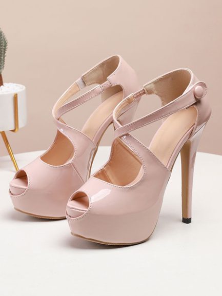 Stiletto Heel Sandals Peep Toe Criss-Cross Women's Shoes - Power Day Sale
