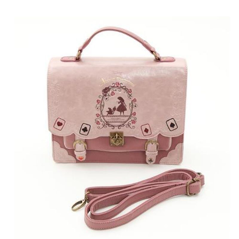 Vintage Student Schoolbag Playing Cards Silhouette Handbag