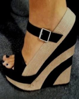 Wedge Sandals Platform Open Toe Buckle Detail Sandal Shoes
