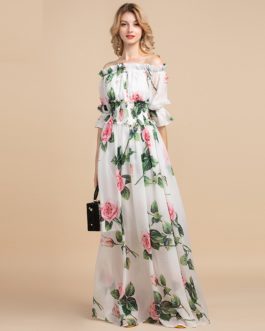 Casual Floral Print Boho Maxi Dress