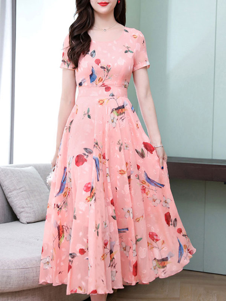 chiffon floral long dresses