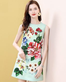Floral Print Sequin Elegant Fashion Designer Mini Dress