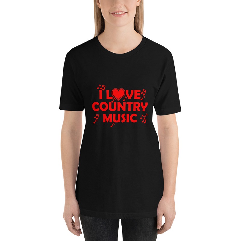 I Love Country music Unisex Short Sleeve T-shirt - Power Day Sale