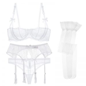 Luxury Transparent Half Cup Lace Bra and thong Set - Power Day Sale