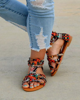 Multi-Strapped Flat Sandals - Open Toes