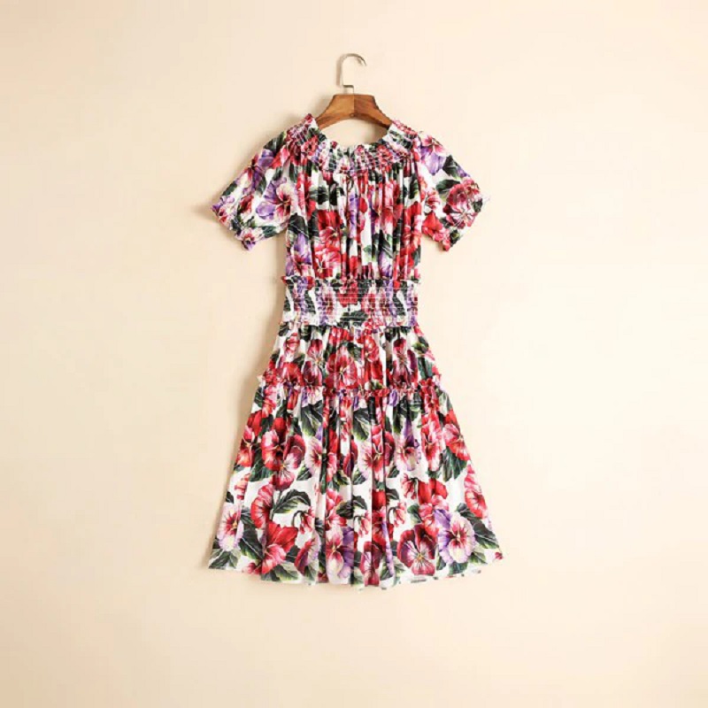 Off The Shoulder Elastic Waist Floral Print Elegant Mini Dress - Power ...