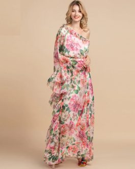 Off shoulder Floral Print Loose Maxi Dress