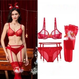 Underwear Garter Stockings 4 Pieces Bra Set