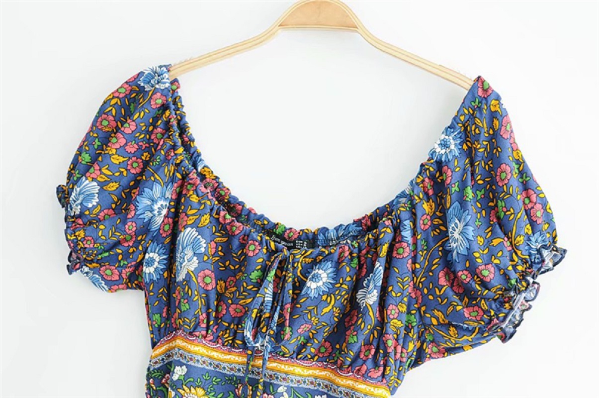 Vintage chic fashion floral print beach sleeveless crop tops - Power ...