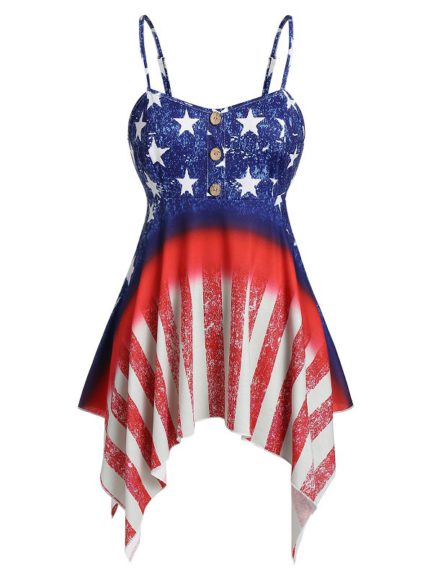 American Flag Sleeveless Long Cami Top - Power Day Sale