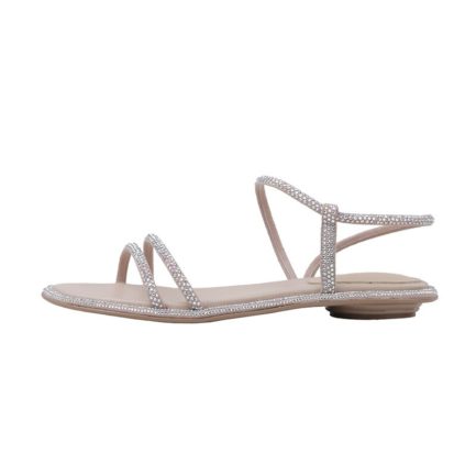 Crystal Diamond Ankle Strap Flat Sandals - Power Day Sale