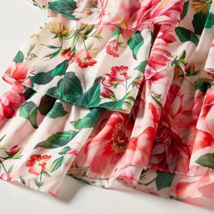 Designer Flower Print Elastic Waist Party Maxi Dress - Power Day Sale