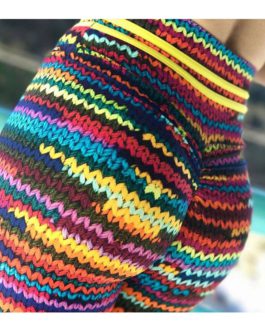 Euro Style Multicolored Knit Yoga Leggings