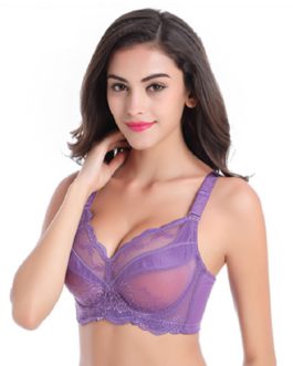 Full Coverage Jacquard Non Padded Lace Sheer Underwire Bra