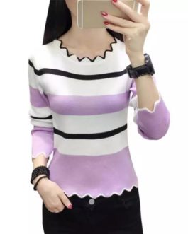 Long Sleeve Striped Pattern Casual Top