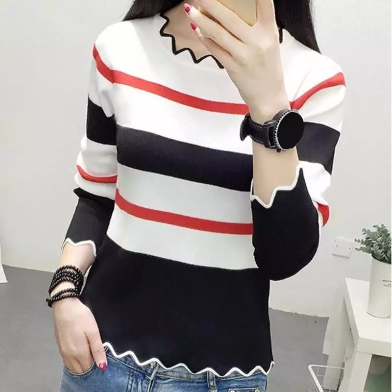 Long Sleeve Striped Pattern Casual Top - Power Day Sale