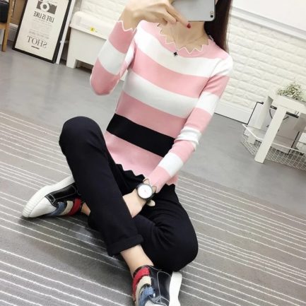 Long Sleeve Striped Pattern Casual Top - Power Day Sale