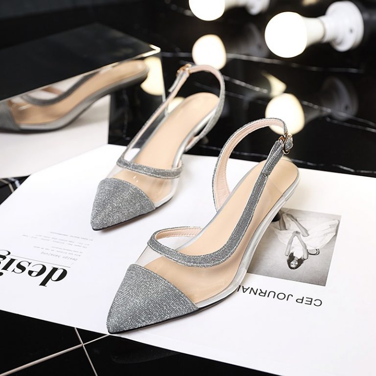 Pointed Toe Transparent Low Heels Sandal - Power Day Sale