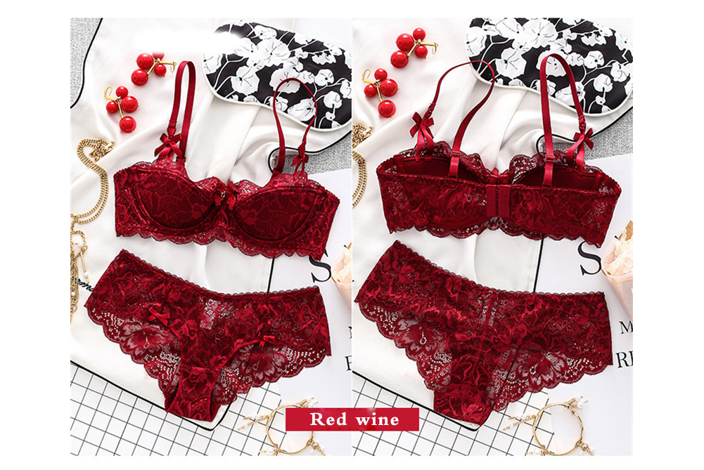 Sexy lingerie lace padded bra underpants set - Power Day Sale