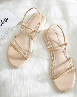 Strappy Flat Rubber Sole Sewing Casual Sandals