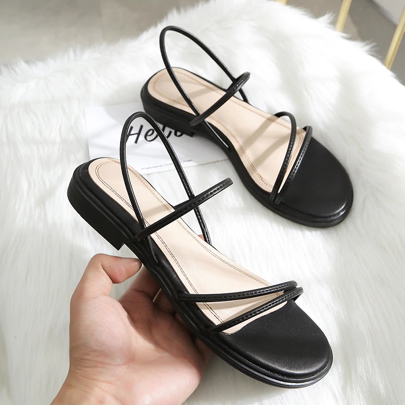 Strappy Flat Rubber Sole Sewing Casual Sandals 9.5