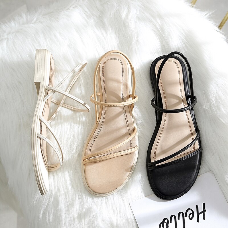 Strappy Flat Rubber Sole Sewing Casual Sandals 9.8
