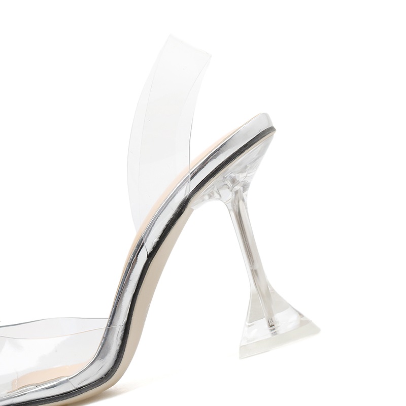 Transparent Clear Ctystal Colorful Pvc High Heels Sandals 9.6