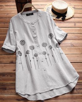 Vintage O-neck Printed Daily Casual T-shirts