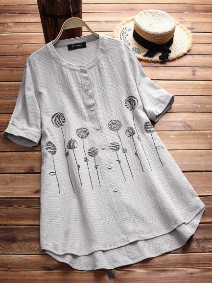 Vintage O-neck Printed Daily Casual T-shirts - Power Day Sale