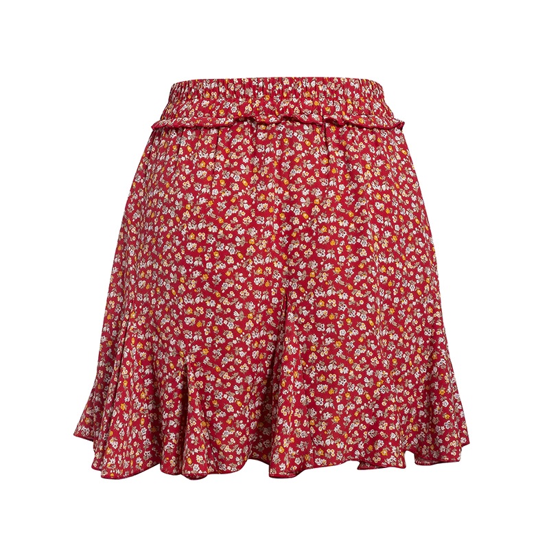 Casual Floral Print High Waist Ruffles Short Skirt - Power Day Sale