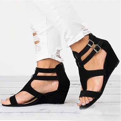Eco-Friendly Wedges with Double Ankle Straps - Power Day Sale