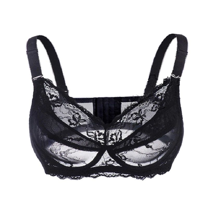 Full Coverage Jacquard Non Padded Lace Sheer Underwire Bra - Power Day Sale