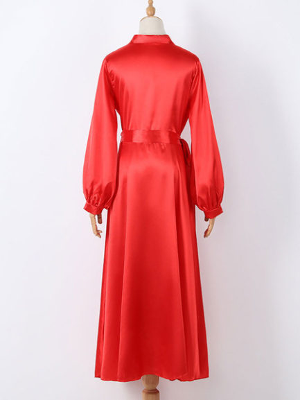 Long Sleeves Shawl Collar Wrap Maxi Dresses - Power Day Sale