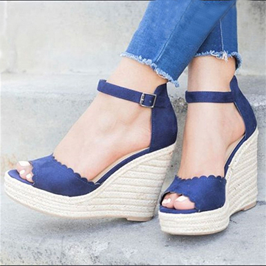 Open Toed Wedges - Scalloped Edges - Power Day Sale