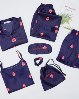 Sexy Strawberry Printed Long Sleeve Sleepwear