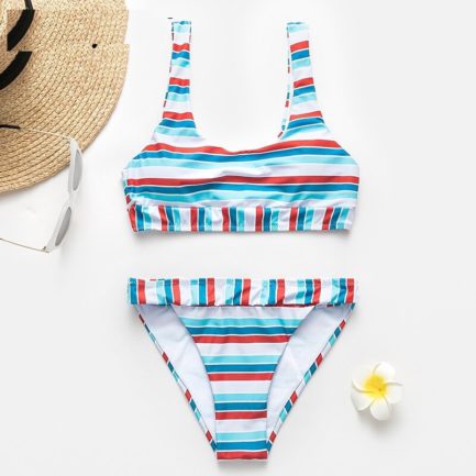 Sexy Two-piece Stripe Bikini Swimsuit - Power Day Sale