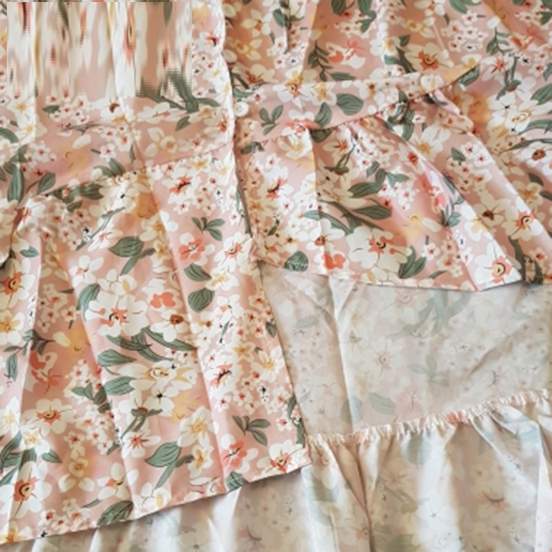 Short Sleeves Printed Chiffon Maxi Dresses - Power Day Sale