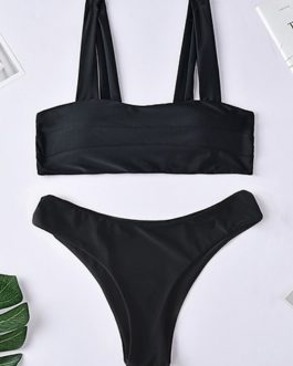 Solid Color Two Piece Swimsuit