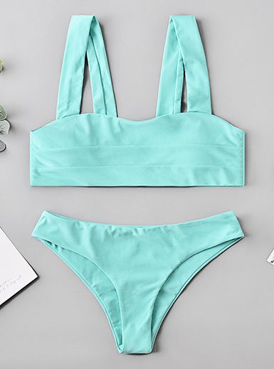 Solid Color Two Piece Swimsuit - Power Day Sale