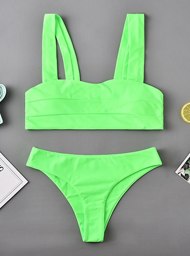Solid Color Two Piece Swimsuit - Power Day Sale