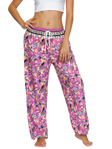 Casual Raised Waist Printed Pants