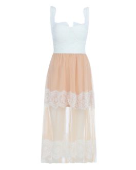 Elegant Lace Evening Party Midi Dress