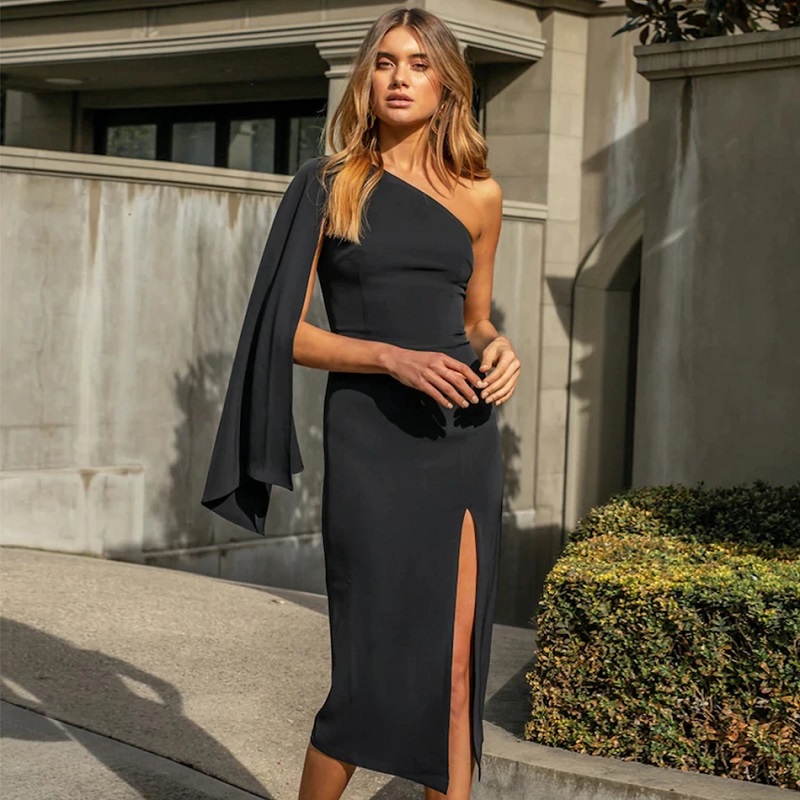Black One Shoulder Maxi Dress | Dresses | PrettyLittleThing