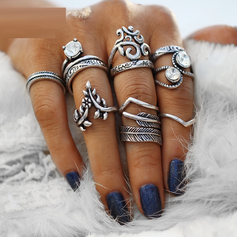 Flower Leaves Crystal Rings Party Jewelry 8 PCS/Lot