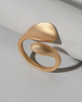 Gold Rings Open Cuff Leaf Shaped Jewelry