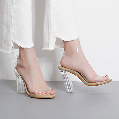 High Heel Sandal - Acrylic Ankle and Toe Strap - Power Day Sale